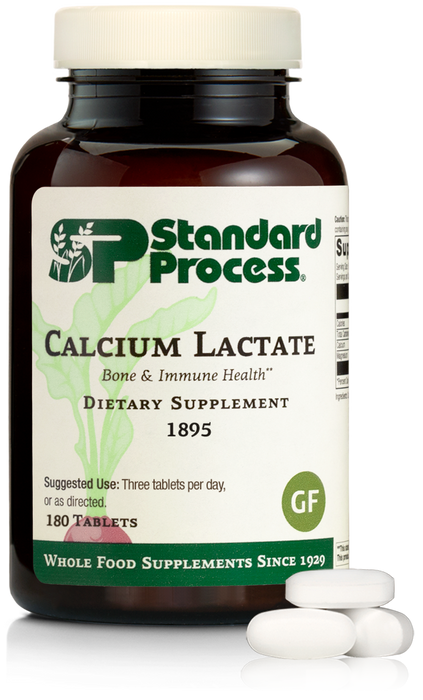 An image of a bottle of Calcium Lactate, 180 tablets.