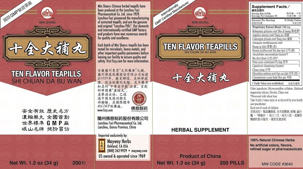 Shi Chuan Da Bu Wan (Ten Flavor Teapills) (200 Pills)-Vitamins & Supplements-Min Shan-Pine Street Clinic