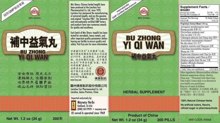 Bu Zhong Yi Qi Wan (200 Pills)-Vitamins & Supplements-Min Shan-Pine Street Clinic