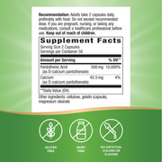 Pantothenic Acid (100 Capsules) — Supplement Facts
