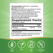 GTF Chromium (100 Capsules) — Supplement Facts
