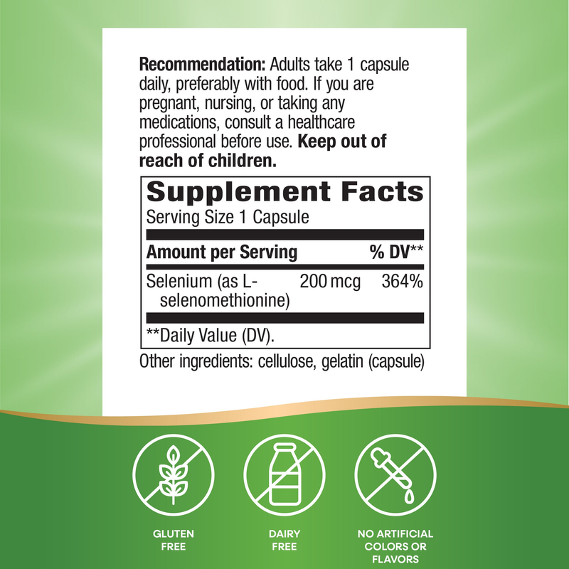 Selenium (100 Capsules) — Supplement Facts