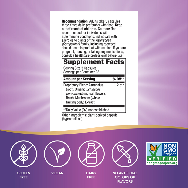 Echinacea Astragalus & Reishi (100 Capsules) — Supplement Facts