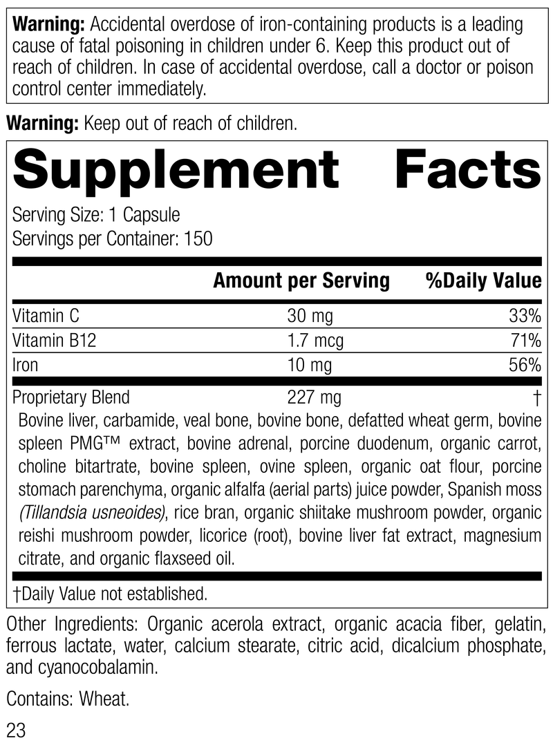 Ferrofood®, 150 Capsules, Rev 23 Supplement Facts