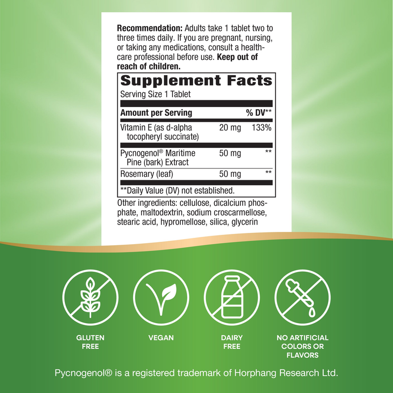 Pycnogenol (30 Tablets) — Supplement Facts