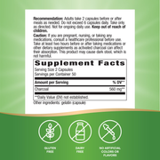 Activated Charcoal (100 Capsules) — Supplement Facts