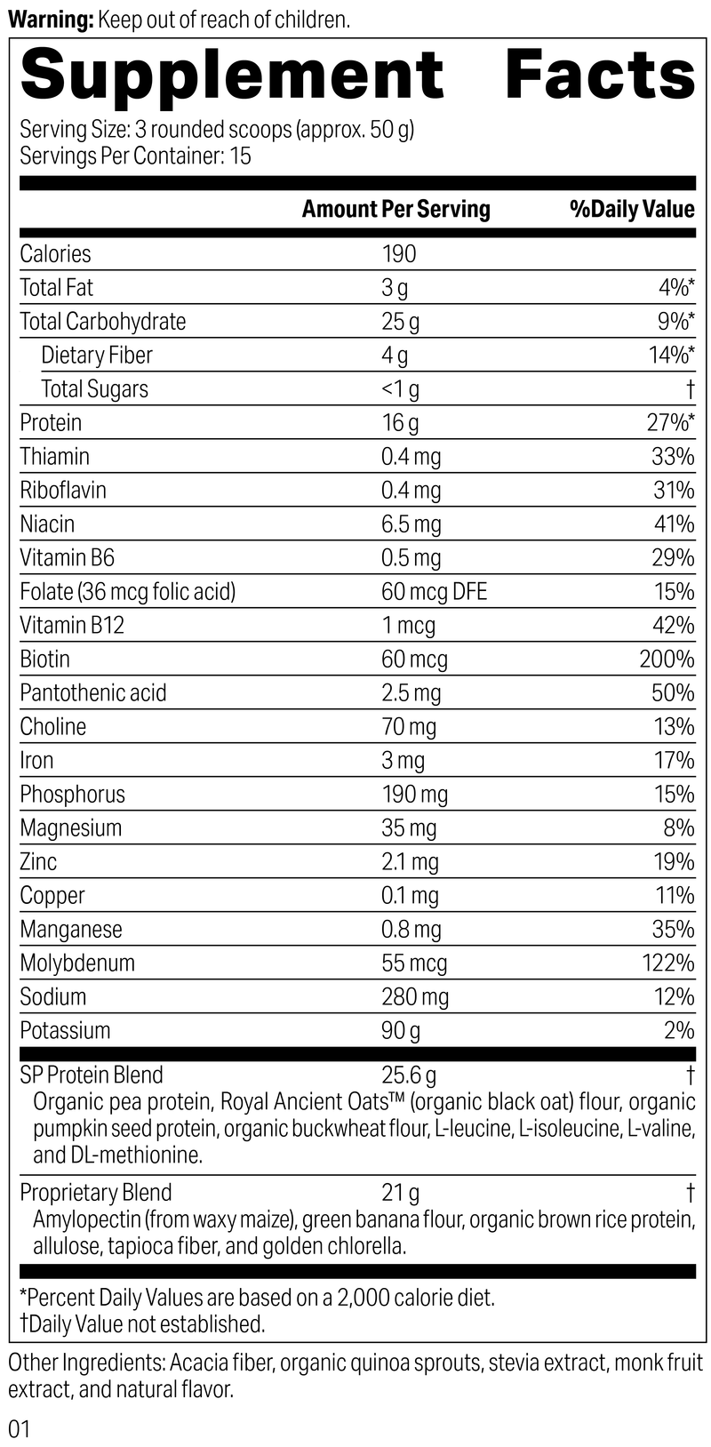 GLP-1 Whole Response™ Vanilla Supplement facts
