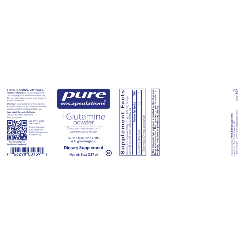 l-Glutamine Powder (227 Grams) label