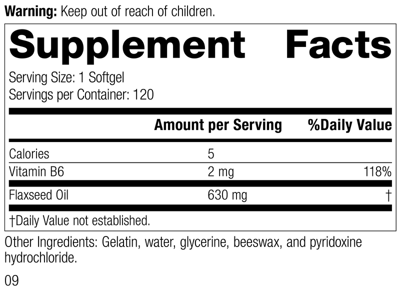 Flax Oil with B6, 120 Softgels