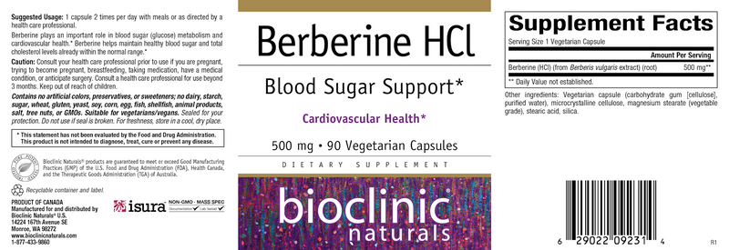 Berberine HCL (90 Capsules)