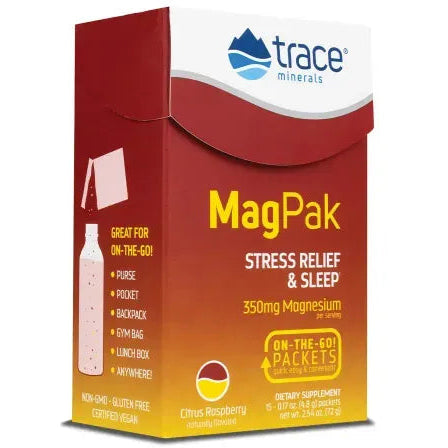 Mag Pak Citrus Raspberry (15 Packets)-Vitamins & Supplements-Trace Minerals-Pine Street Clinic