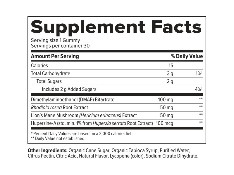 +PlusHLTH Clarity Gummies (Cherry Plum) (30 Gummies) — Supplement Facts