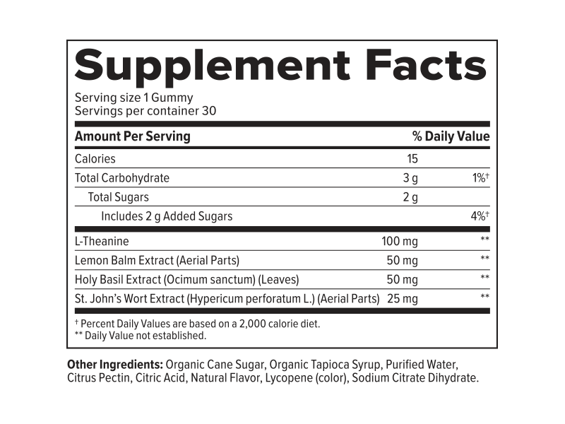 +PlusHLTH Peace Gummies (Black Raspberry) (30 Gummies) — Supplement Facts