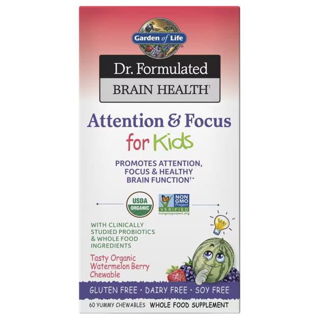 Dr. Formulated Brain Health Organic Attention/Focus Kids (60 Chewables)