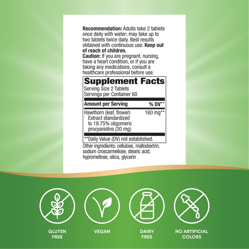 HeartCare™ Standardized Hawthorn (120 Tablets) — Supplement Facts