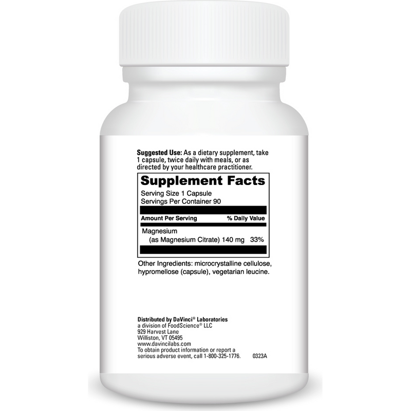 Magnesium Citrate (90 Capsules) supplement facts