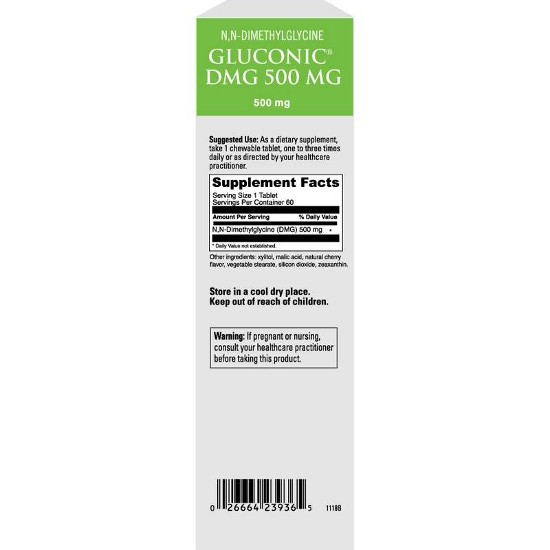Gluconic Dmg 500 Mg (60 Chewable Tablets) supplement facts