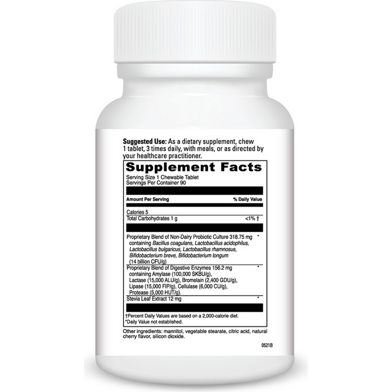 Mega Probiotic Nd With Digestive Enzymes Chewable (90 Chewable Tablets) supplement facts