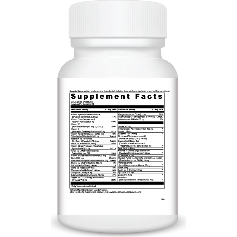 Metabolic Multi (180 Capsules) supplement facts