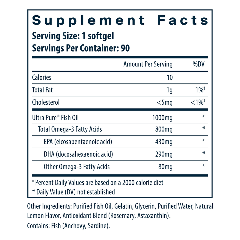 Ultra Pure Fish Oil 800 TG (90 Softgels)
