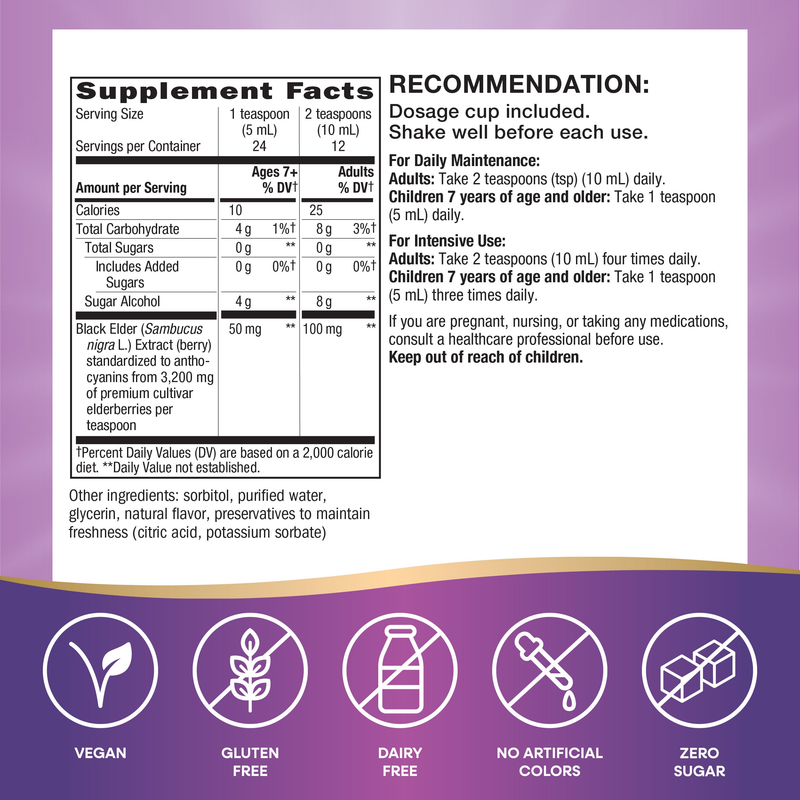 Sambucus Sugar-Free Syrup — Supplement Facts
