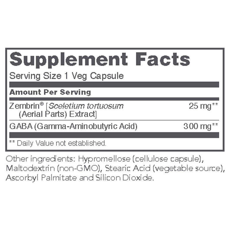 Sceletium Extract as Zembrin® 25 mg (60 Capsules) - supplement facts