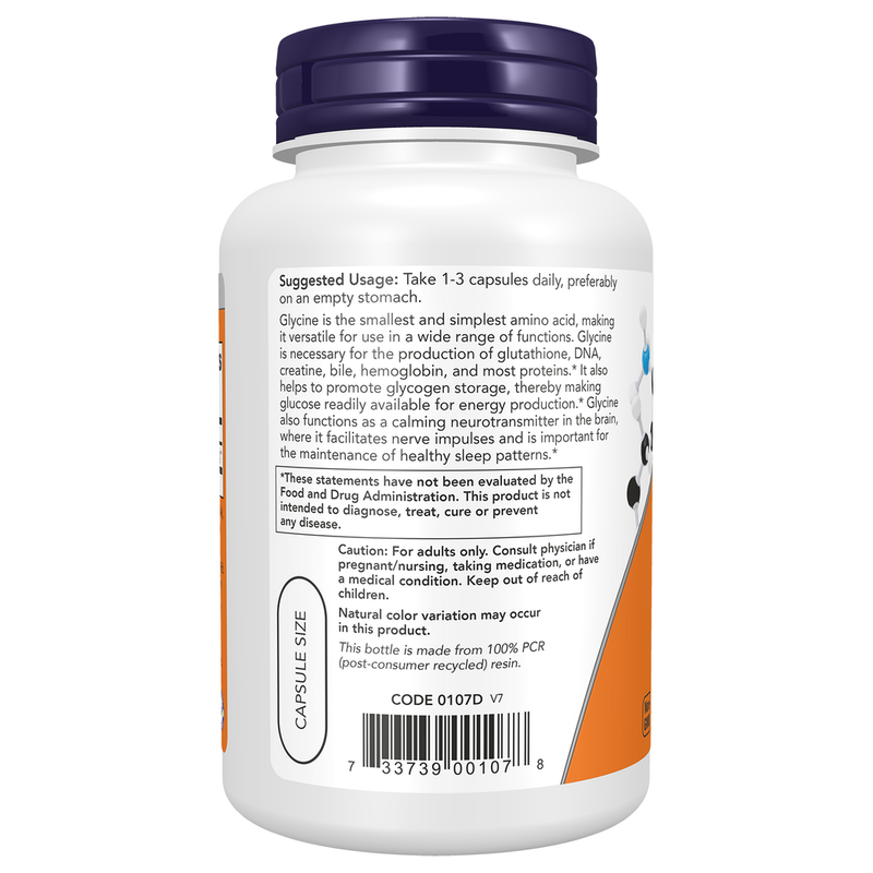 Glycine 1000mg (100 Capsules) - left view