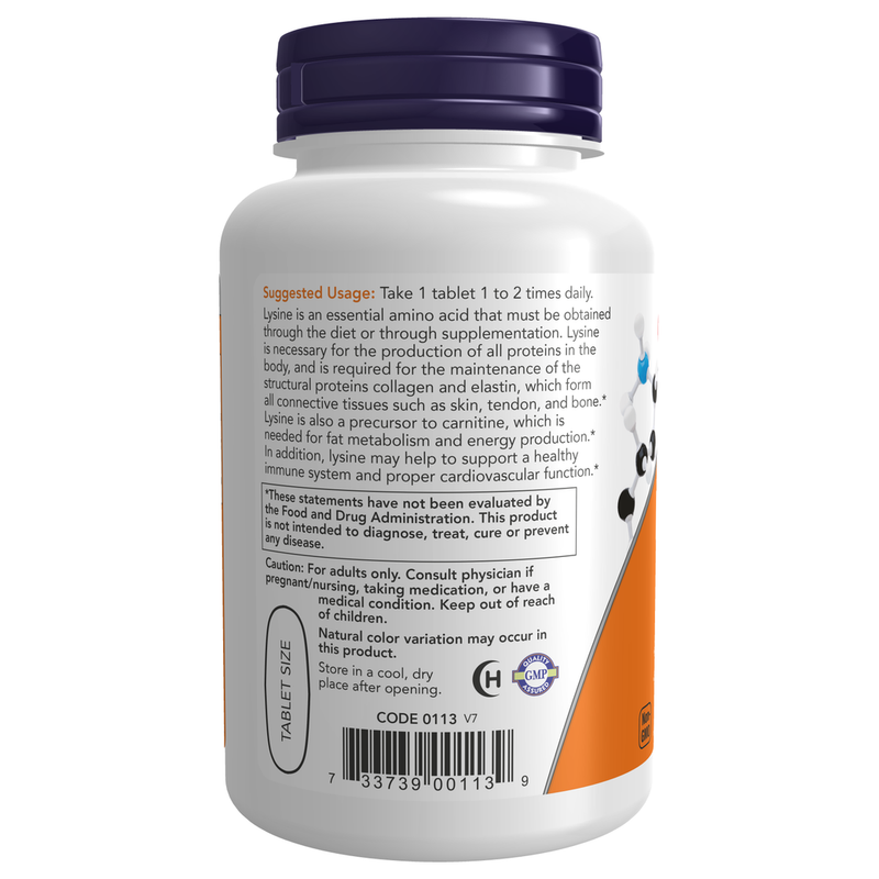 L-Lysine 1000mg (100 Tablets) - label information