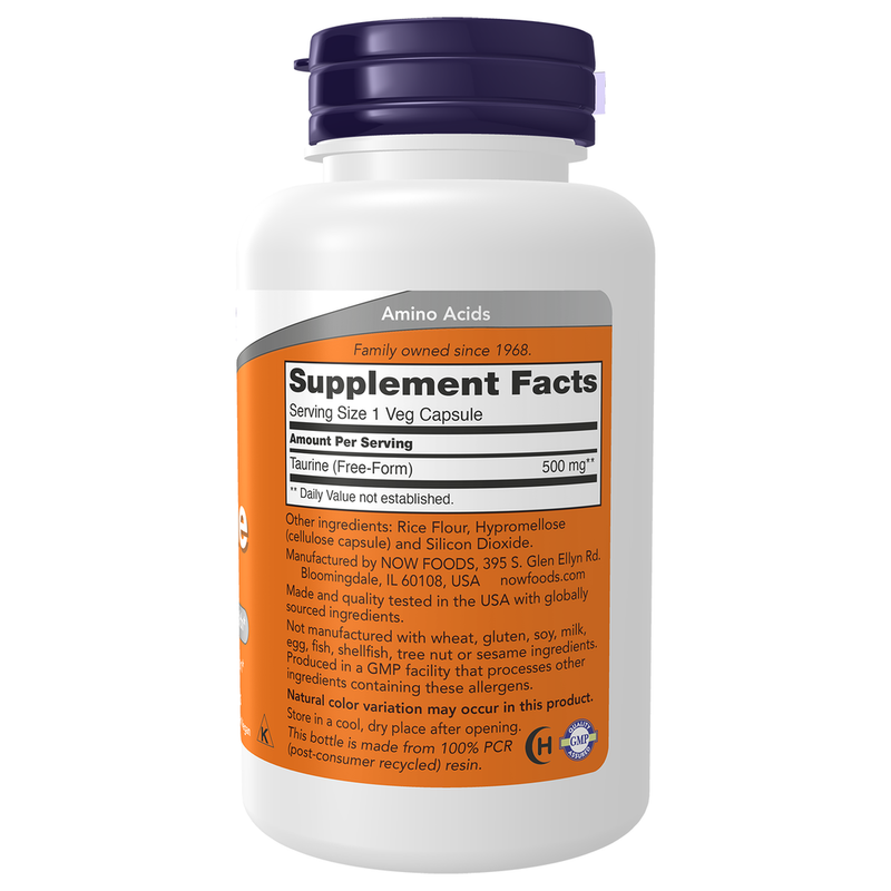 Taurine 500mg (100 Capsules) - right view