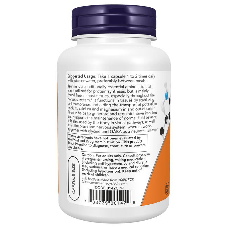 Taurine 1000mg (100 Capsules) - left view