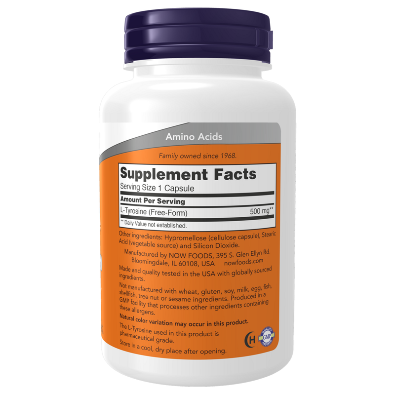 L-Tyrosine 500mg (120 Capsules) - supplement facts
