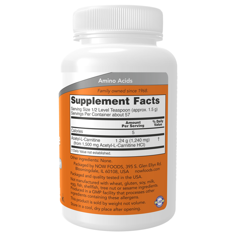 Acetyl-L Carnitine Powder (85 g) - supplement facts
