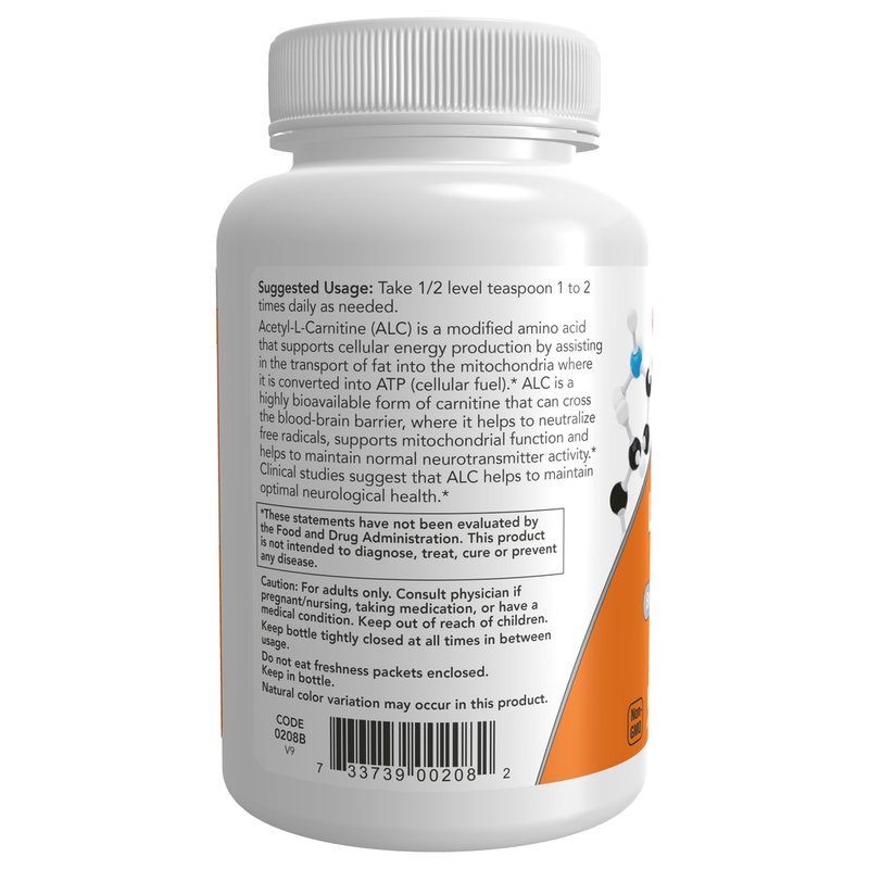 Acetyl-L Carnitine Powder (85 g) - label information
