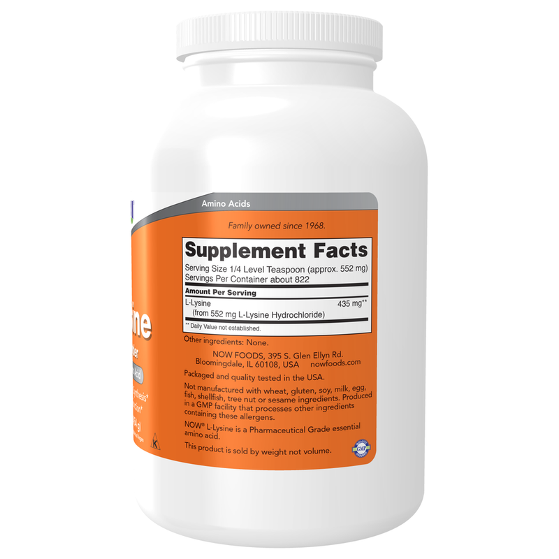L-Lysine Powder (454 g) - supplement facts