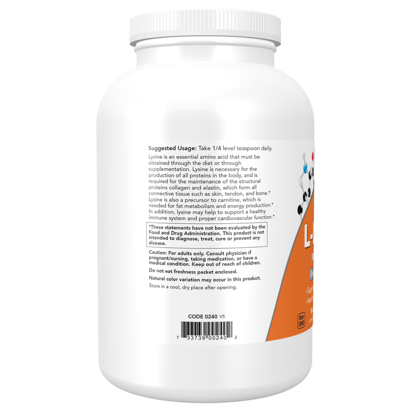 L-Lysine Powder (454 g) - label information