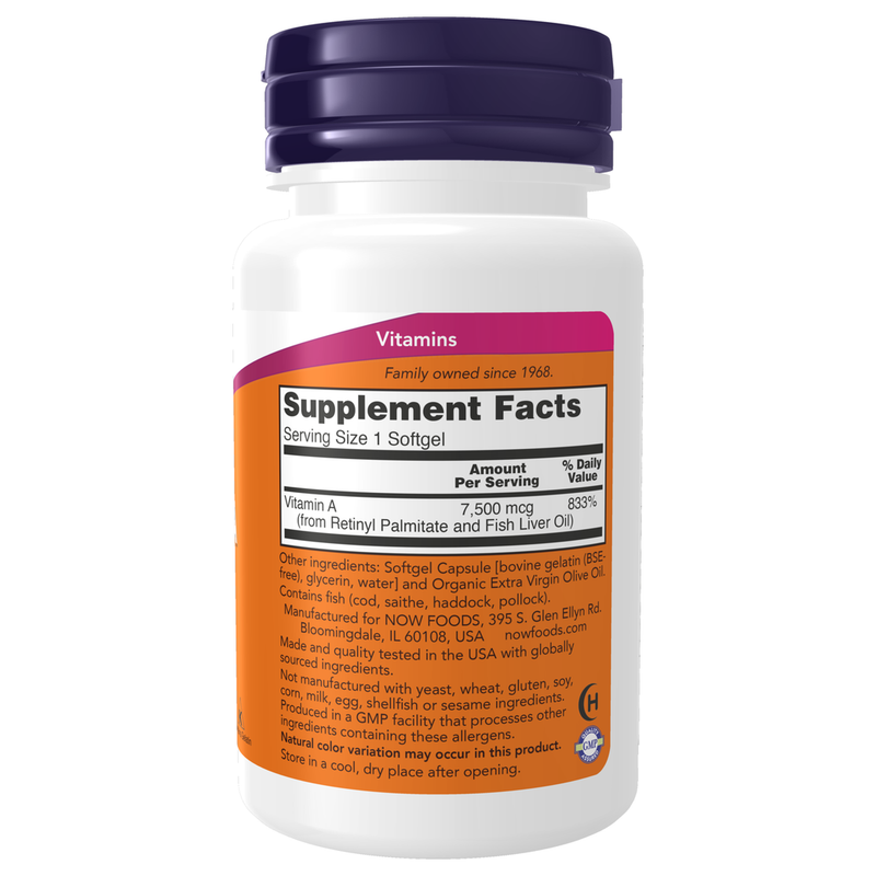 Vitamin A 25,000IU (100 Softgel) - right view
