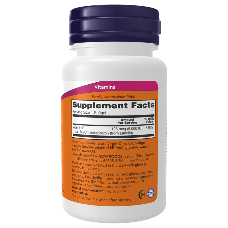 Vitamin D-3 5,000IU (240 Softgels) - supplement facts