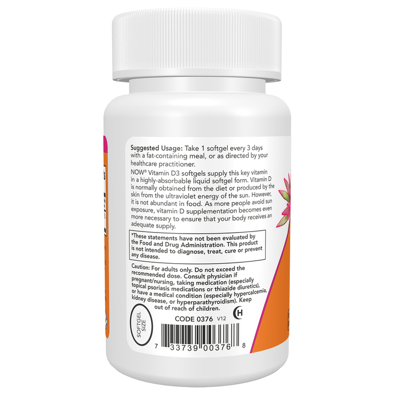 Vitamin D-3 10,000IU (120 Softgel) - left view