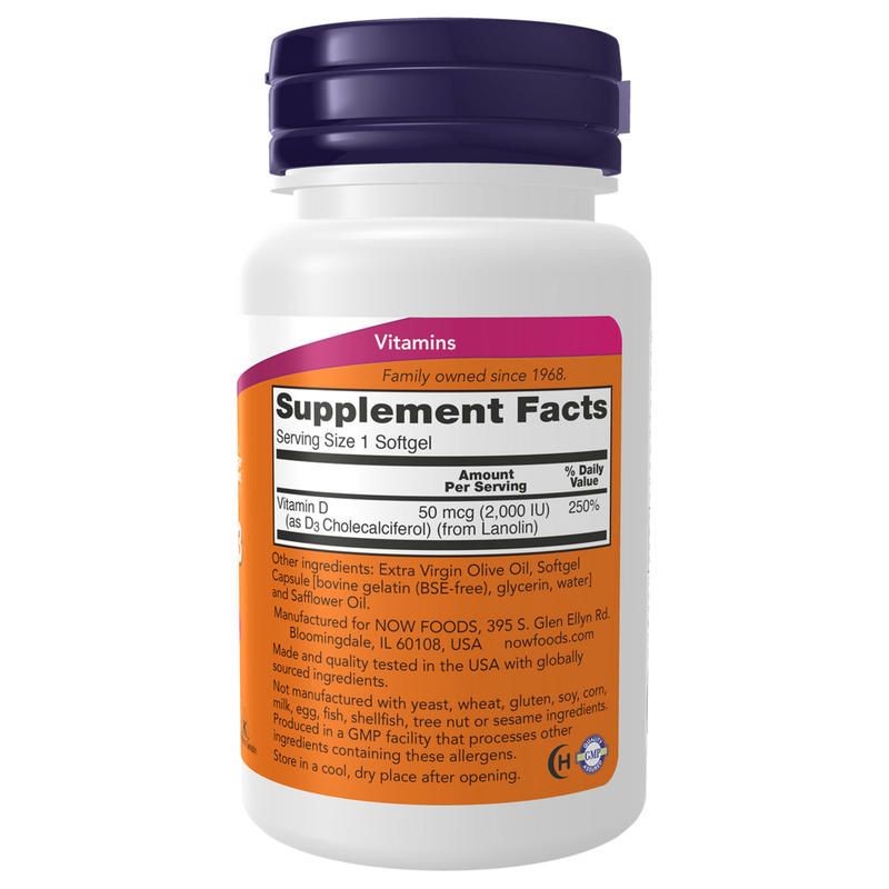 Vitamin D-3 2,000IU (240 Softgels) - supplement facts