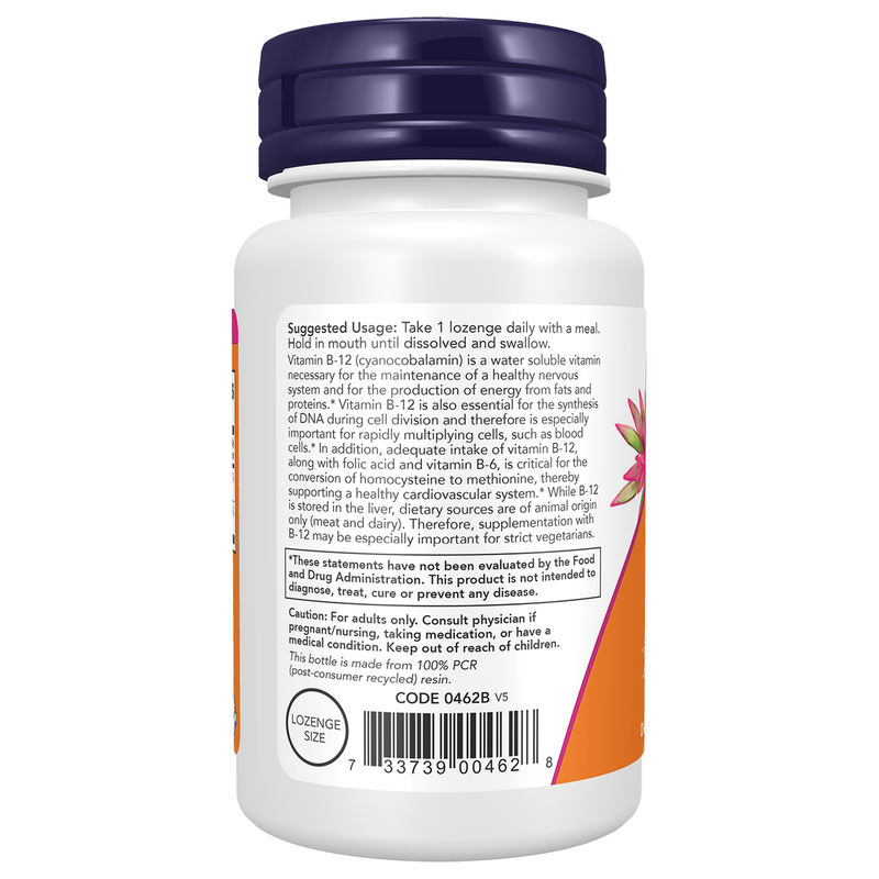 Vitamin B-12 5000mcg (60 Lozenges) - left view