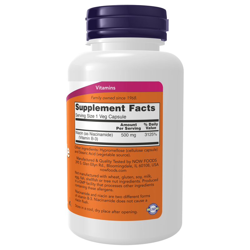 Niacinamide 500mg (100 Capsules) - supplement facts