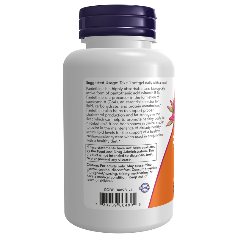 Pantethine 600mg (60 Softgels) - label information