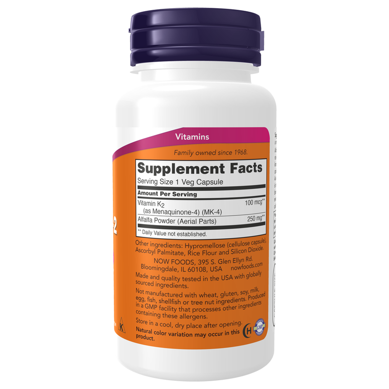 Vitamin K-2 100mcg (100 Capsules) - supplement facts