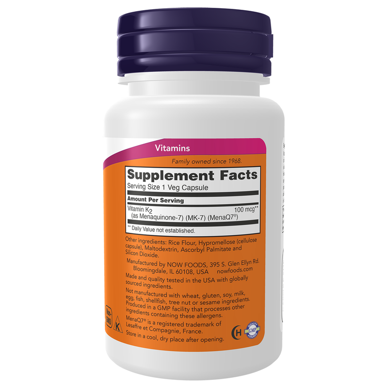 MK-7 Vitamin K-2 100mcg (60 Capsules) - right view