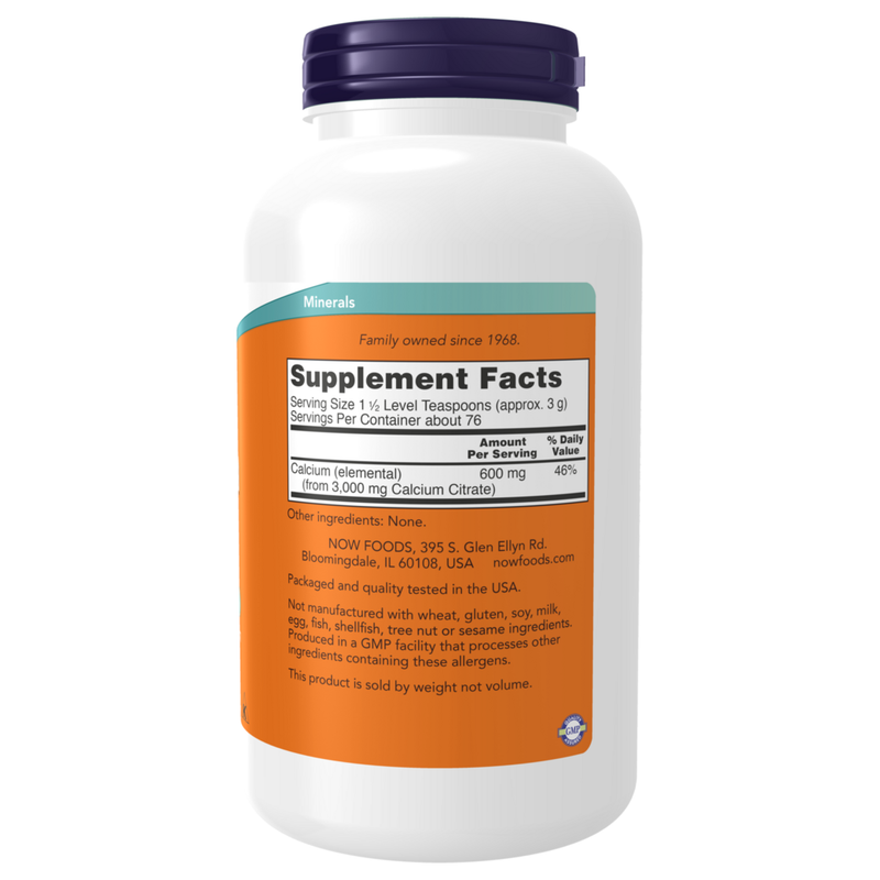 Calcium Citrate Powder (8 Ounces) - supplement facts