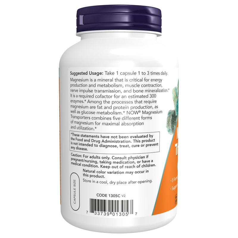 Magnesium Transporters Veg Capsules (180 Capsules) - label information