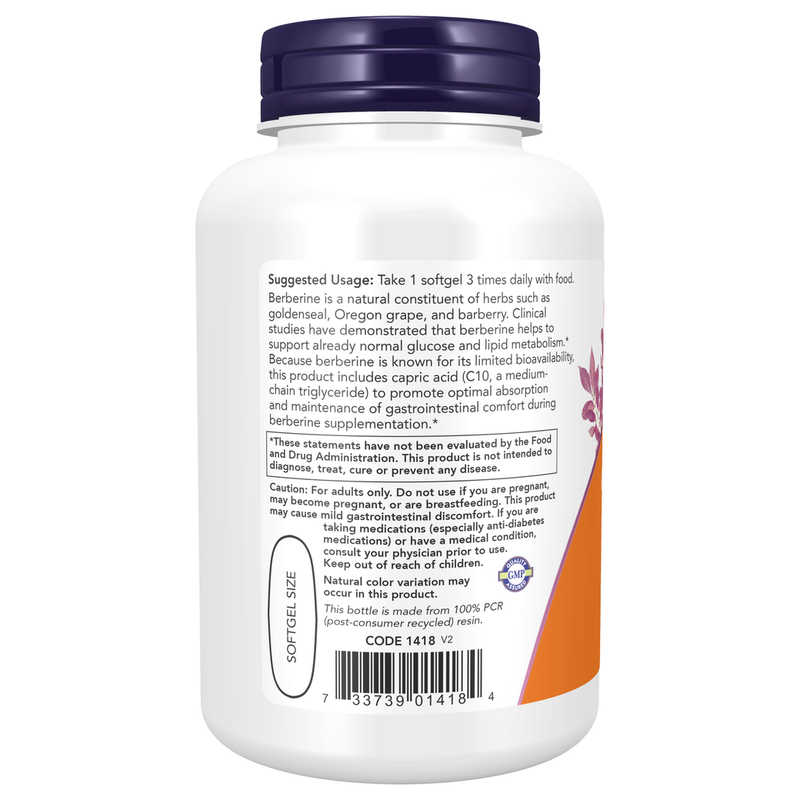 Berberine Glucose Support (90 Softgels) - label information