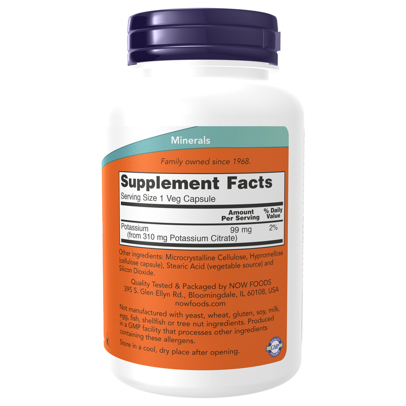 Potassium Citrate 99mg (180 Capsules) - supplement facts