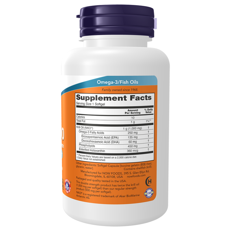 Krill 1000 1000mg - Double Strength 60sg (60 Softgels) - right view
