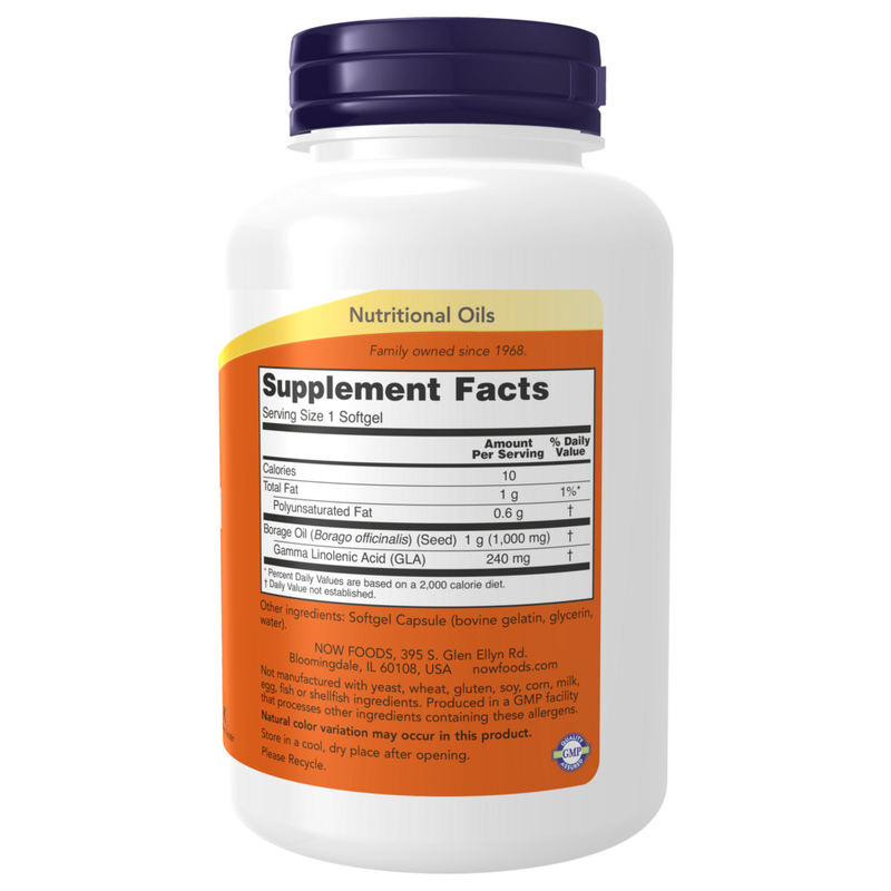Borage Oil 1000mg (120 Softgels) - supplement facts